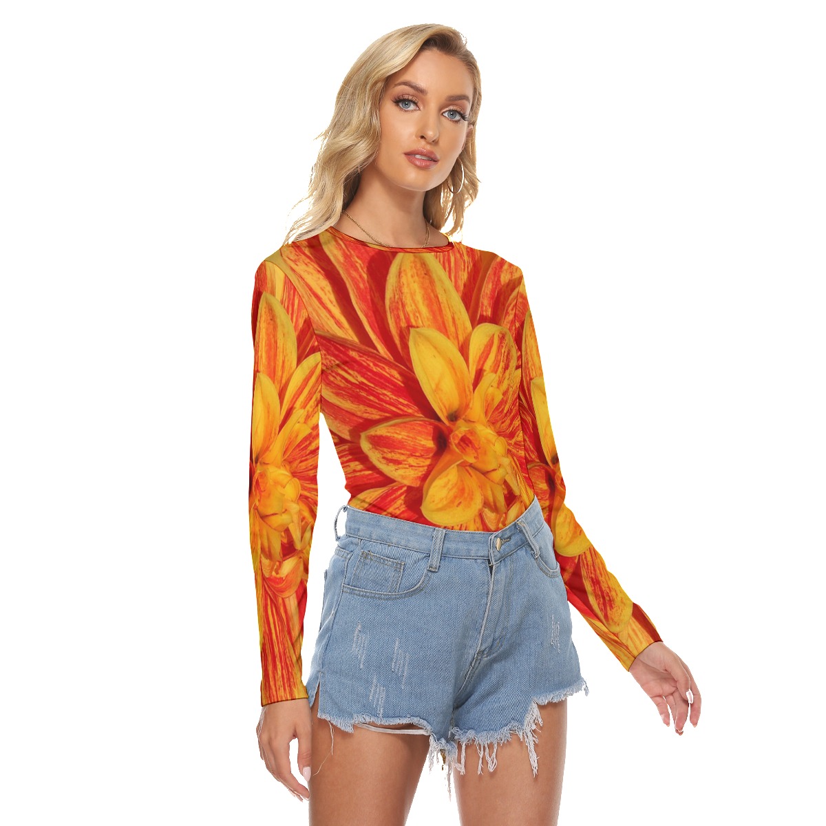 All Over Print Women's Stretchable long Sleeve Top - Image 2