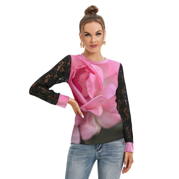 All-Over Print Women's T-shirt And Sleeve With Black Lace