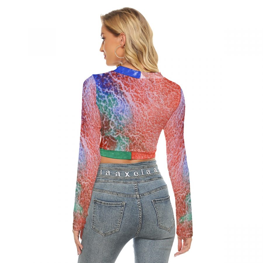 All-Over Print Women's Crop Top With Button Closure - Image 4