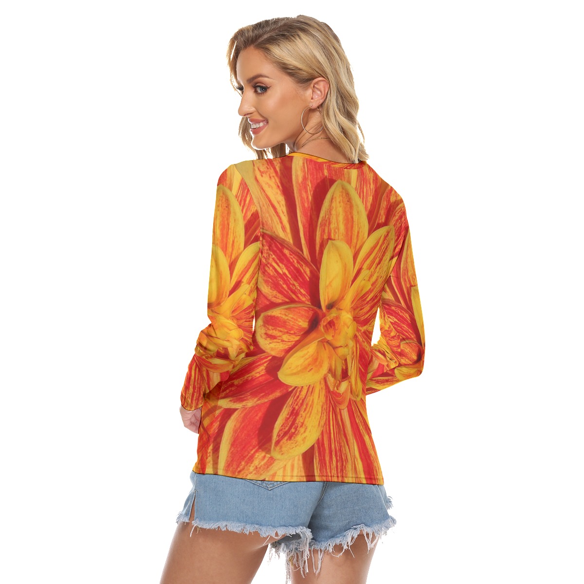 All Over Print Women's Stretchable long Sleeve Top - Image 4