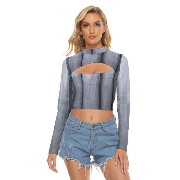 All-Over Print Women's Hollow Chest Keyhole Tight Crop Top