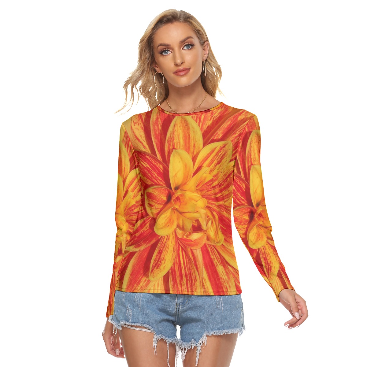 All Over Print Women's Stretchable long Sleeve Top