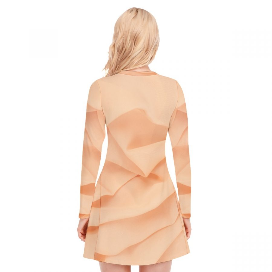 All-Over Print Women's V-neck Long Sleeve Dress - Image 4