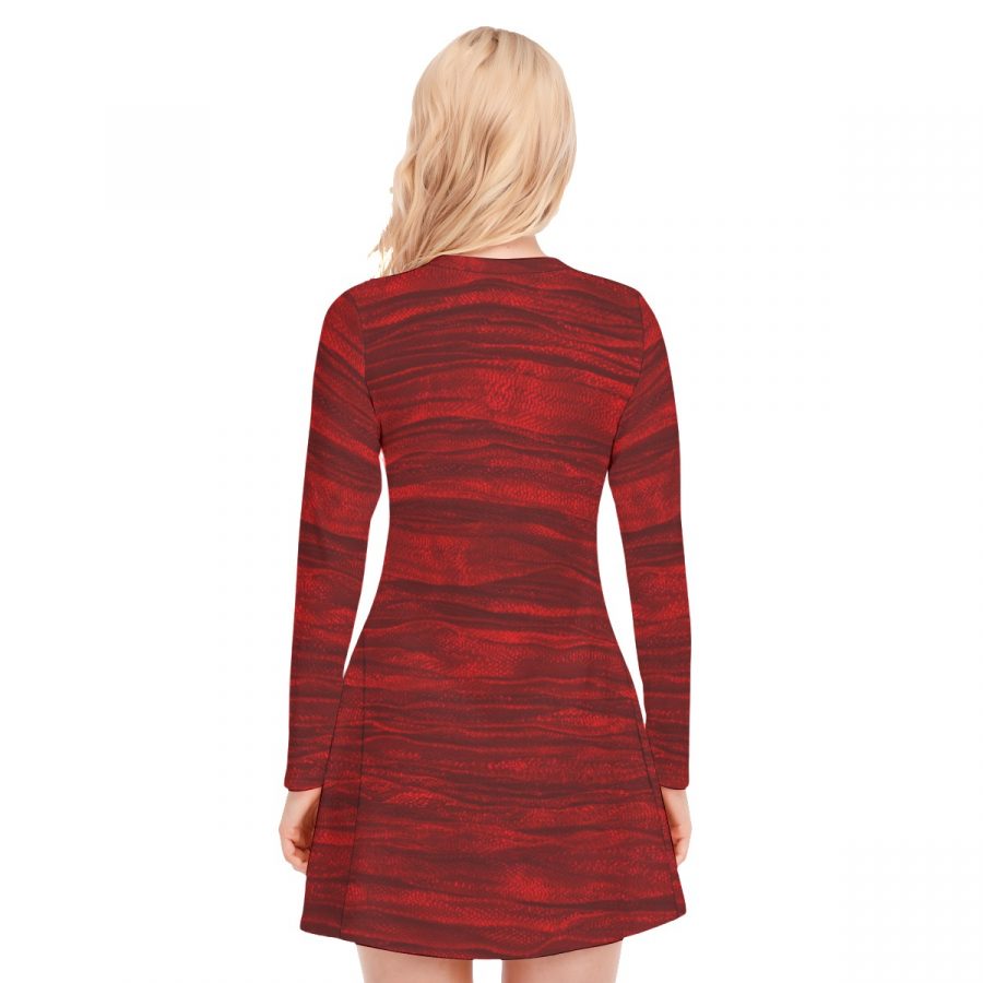 All-Over Print Women's V-neck Long Sleeve Dress - Image 4