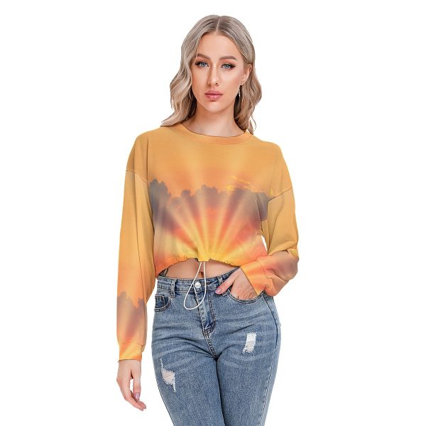 All-Over Print Women's Long Sleeve Sweatshirt With Hem Drawstring