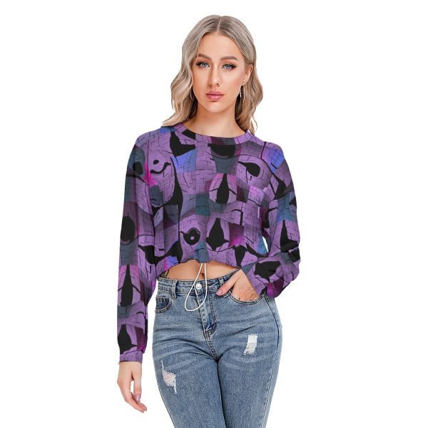 All-Over Print Women's Long Sleeve Sweatshirt With Hem Drawstring
