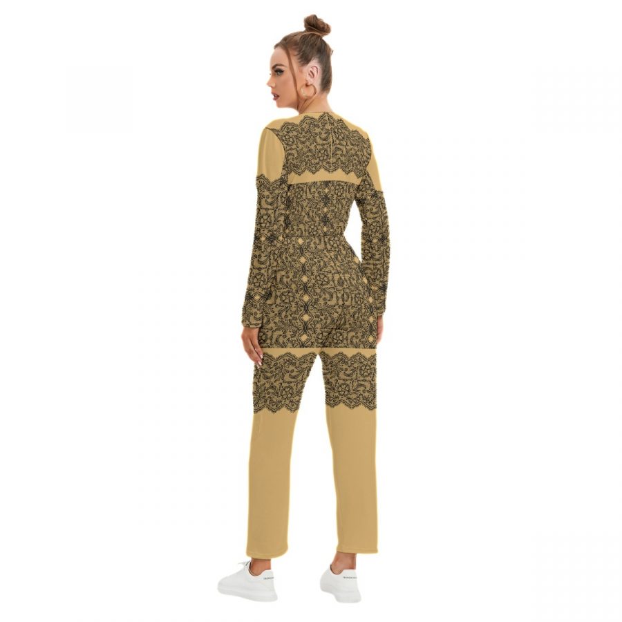 All-Over Print Women's V-neck High Waist Jumpsuit - Image 4