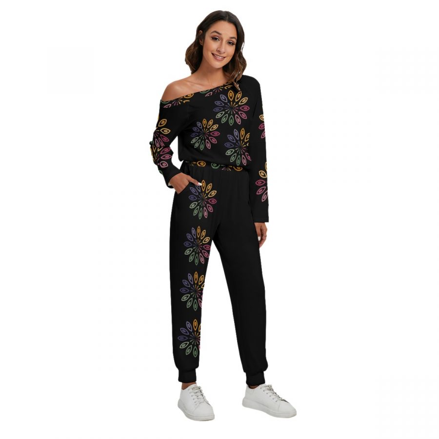 All-Over Print Women's Off-Shoulder Jumpsuit - Image 2