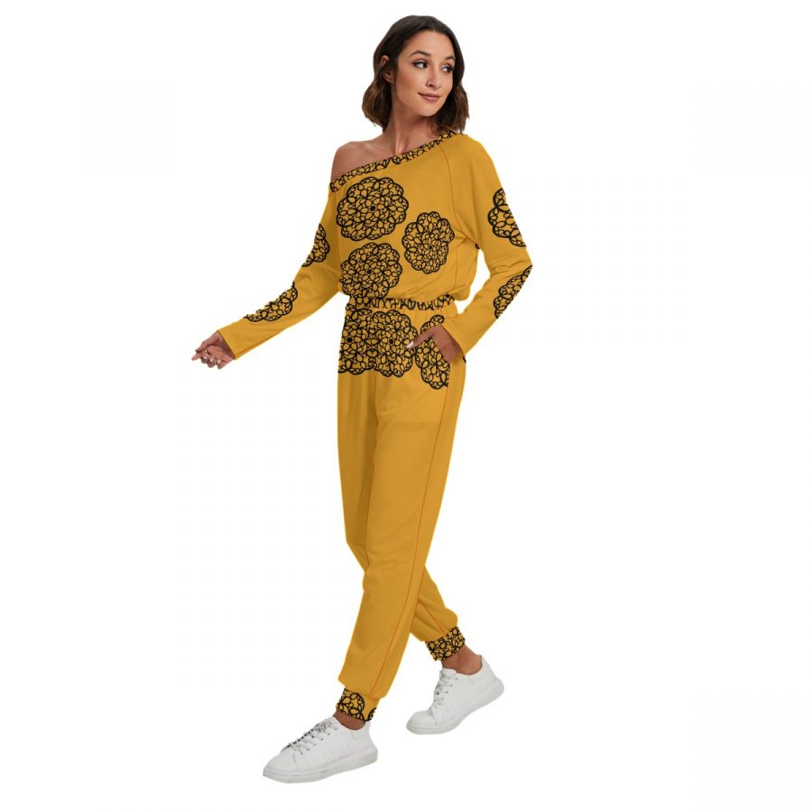 All-Over Print Women's Off-Shoulder Jumpsuit - Image 3