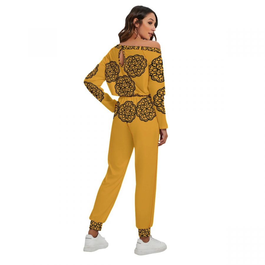 All-Over Print Women's Off-Shoulder Jumpsuit - Image 4