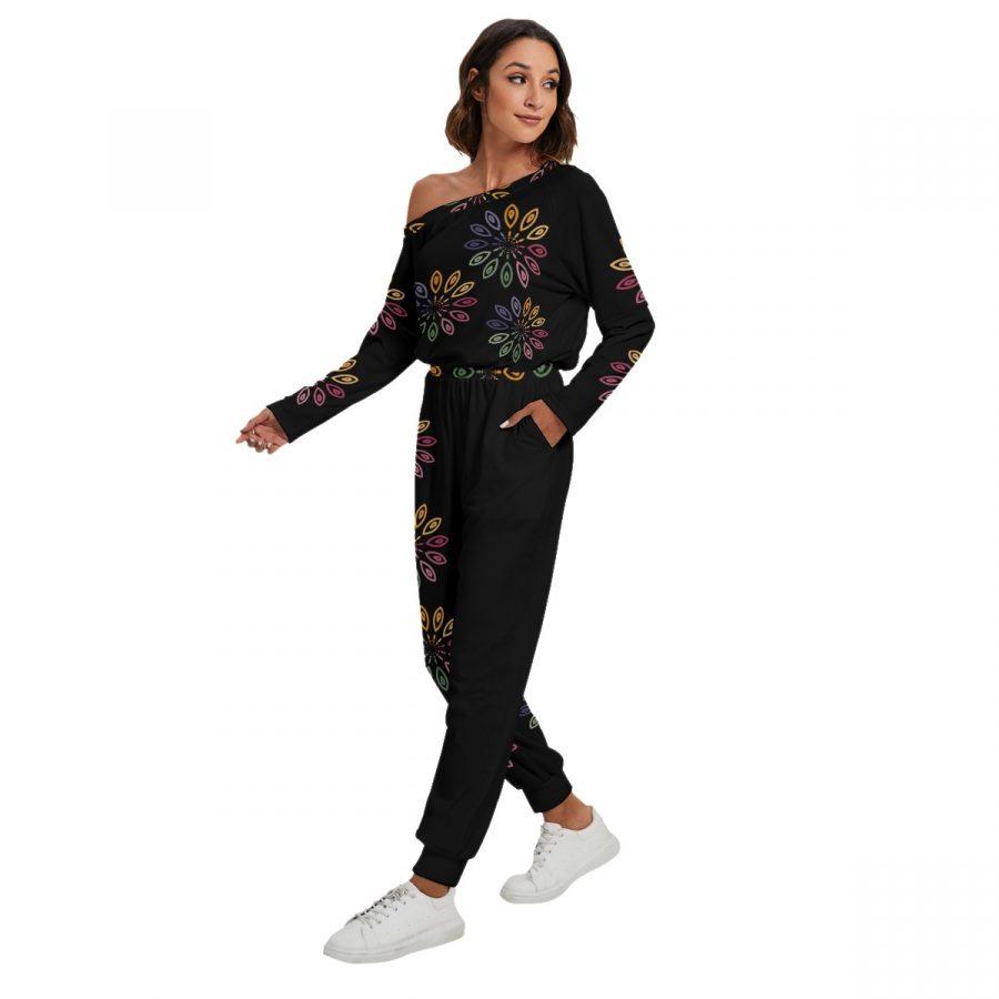 All-Over Print Women's Off-Shoulder Jumpsuit - Image 3