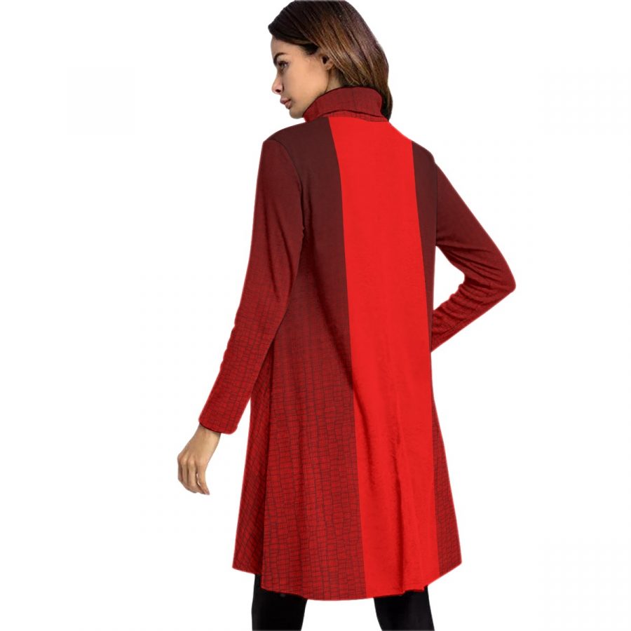 All-Over Print Women's High Neck Dress With Long Sleeve - Image 4