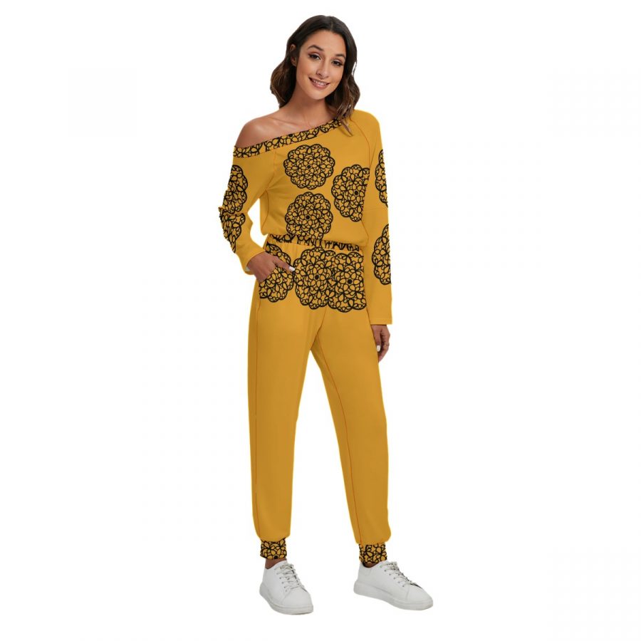 All-Over Print Women's Off-Shoulder Jumpsuit - Image 2