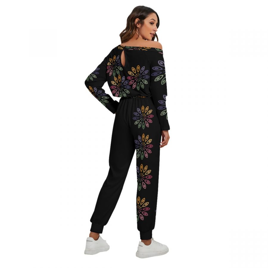 All-Over Print Women's Off-Shoulder Jumpsuit - Image 4