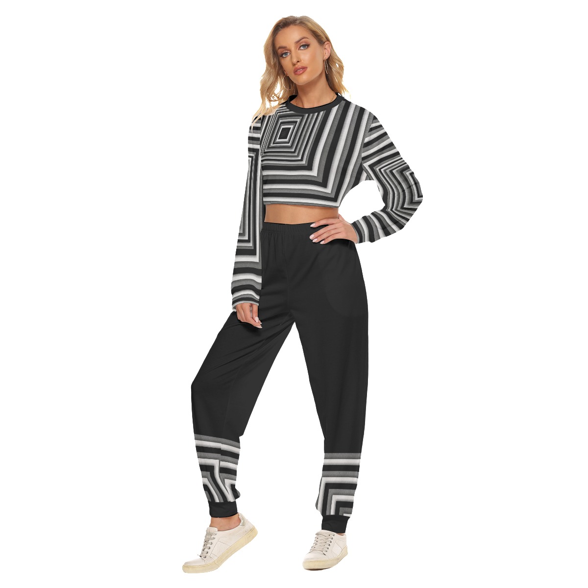 All-Over Print Women's Crop Sweatshirt Suit - Image 3