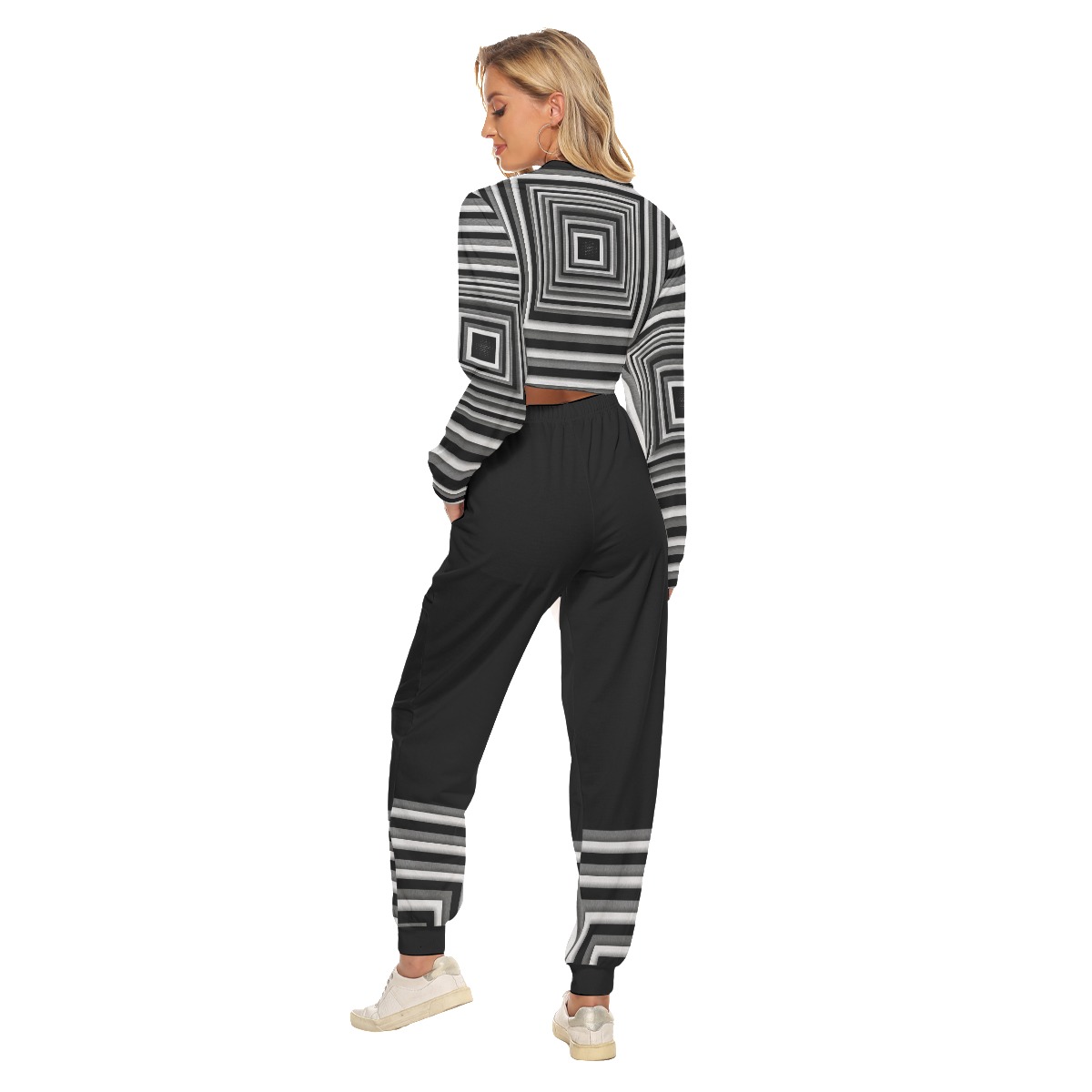 All-Over Print Women's Crop Sweatshirt Suit - Image 4