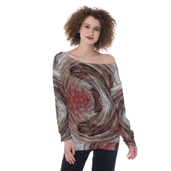 All-Over Print Oversized Women's Off-Shoulder Sweatshirt