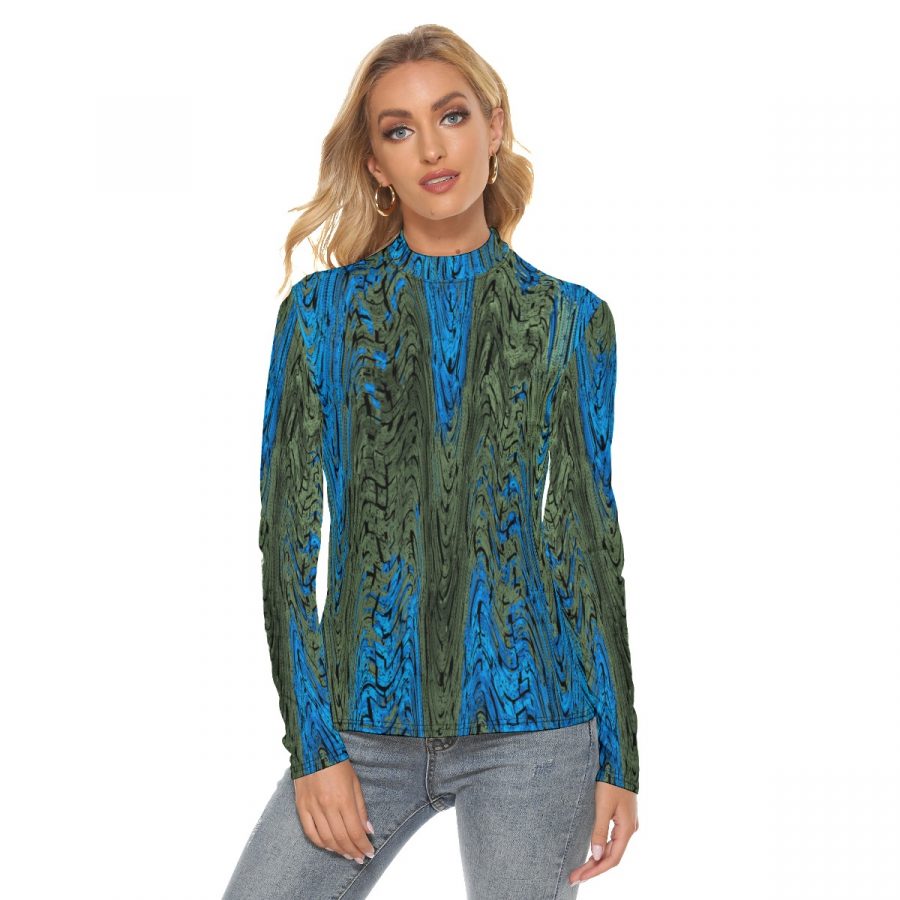 All Over Print Women's Stretchable Turtleneck Top
