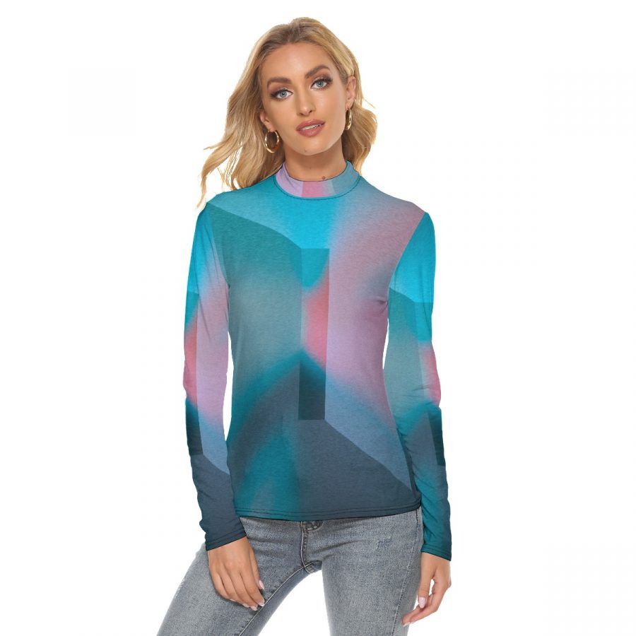 All Over Print Women's Stretchable Turtleneck Top