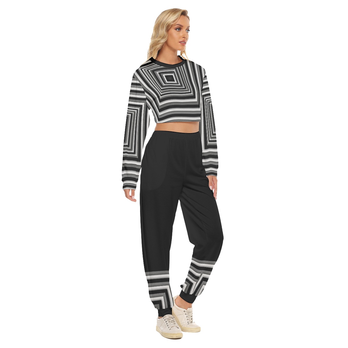 All-Over Print Women's Crop Sweatshirt Suit - Image 2