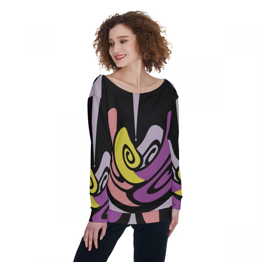 All-Over Print Women's Off-Shoulder Sweatshirt - Image 2