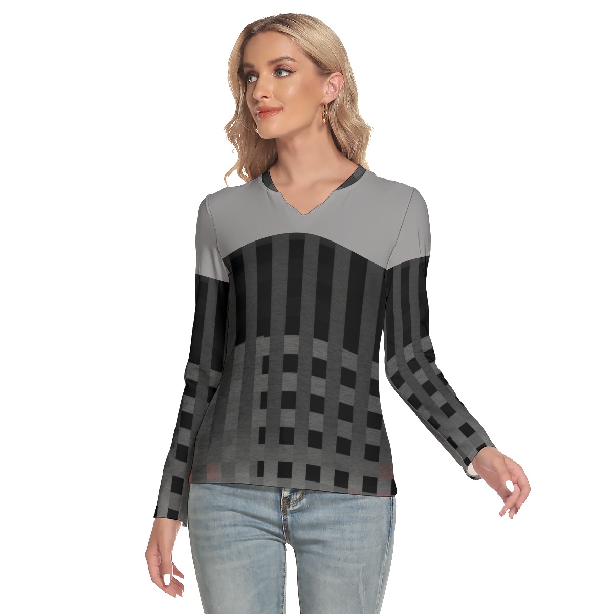 All-Over Print Women's V-Neck Long Sleeves T-Shirt