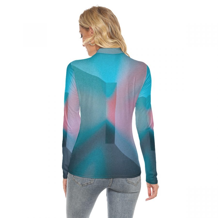 All Over Print Women's Stretchable Turtleneck Top - Image 4