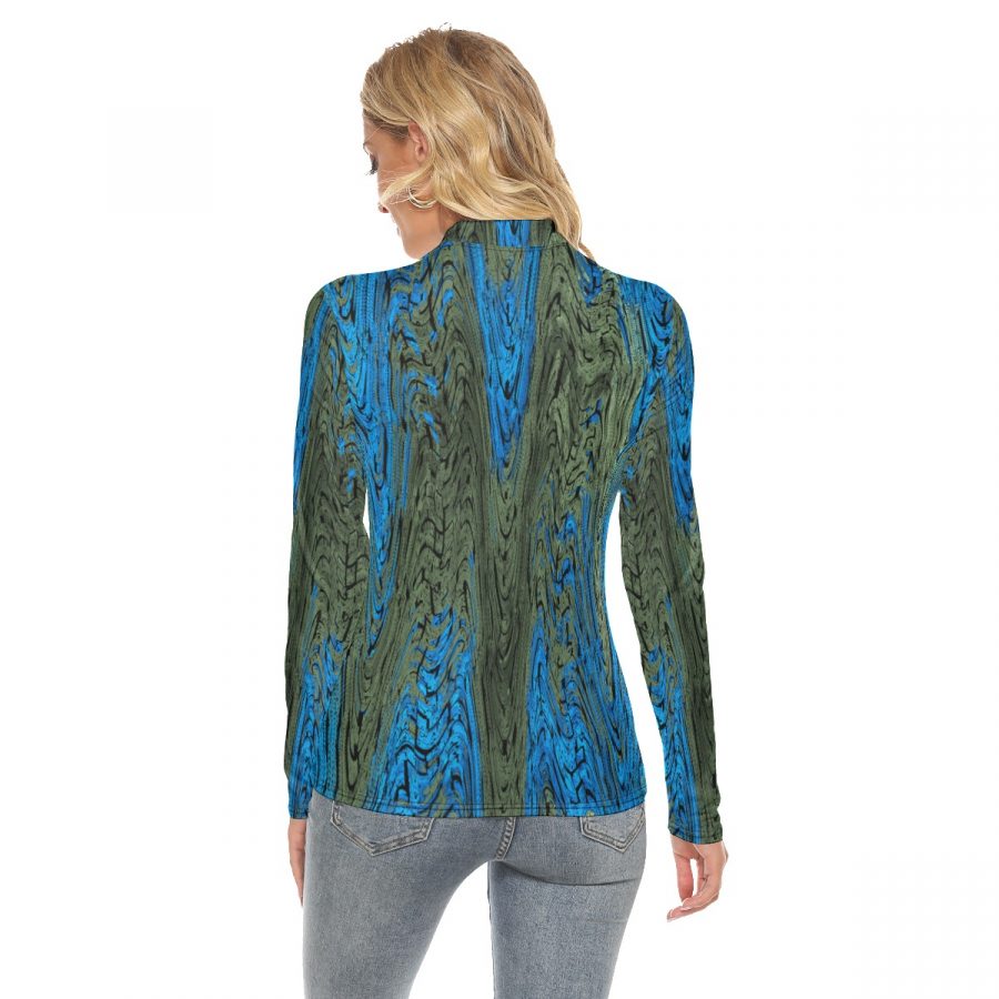 All Over Print Women's Stretchable Turtleneck Top - Image 4