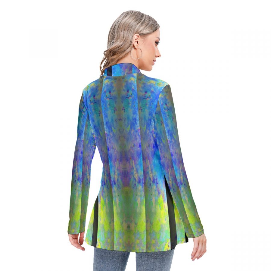 All-Over Print Women's Long-sleeved Heap-neck Slim Casual Tunic Blouse - Image 4