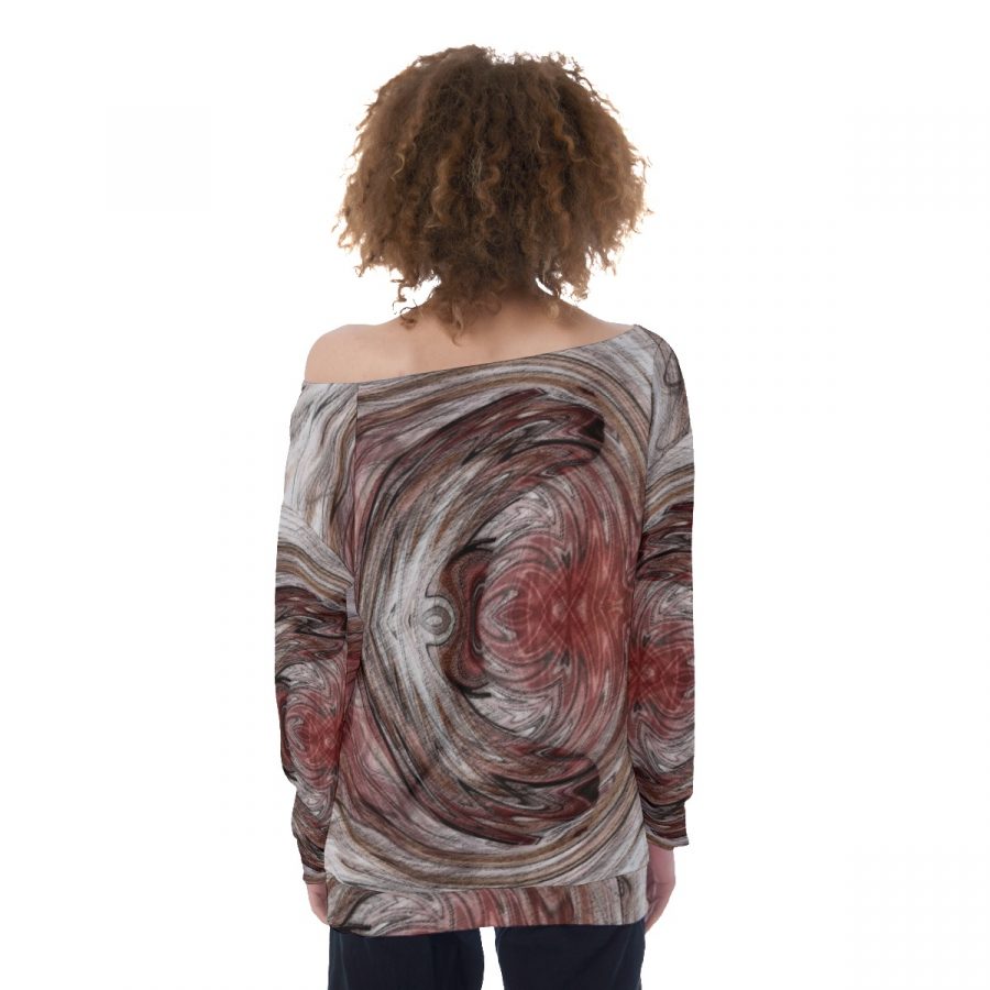All-Over Print Oversized Women's Off-Shoulder Sweatshirt - Image 4