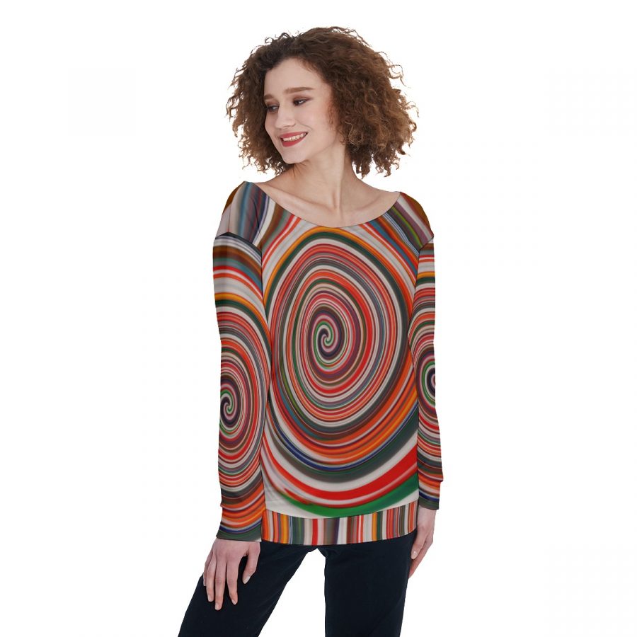All-Over Print Women's Off-Shoulder Sweatshirt - Image 2