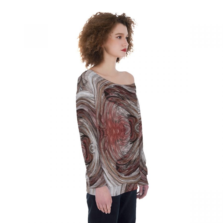All-Over Print Oversized Women's Off-Shoulder Sweatshirt - Image 2