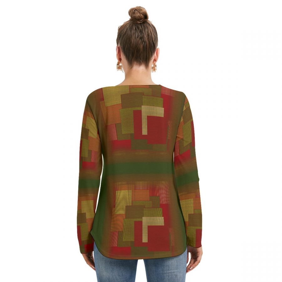 All-Over Print Women's Long Sleeve Neckline Tie Sweatshirt - Image 4