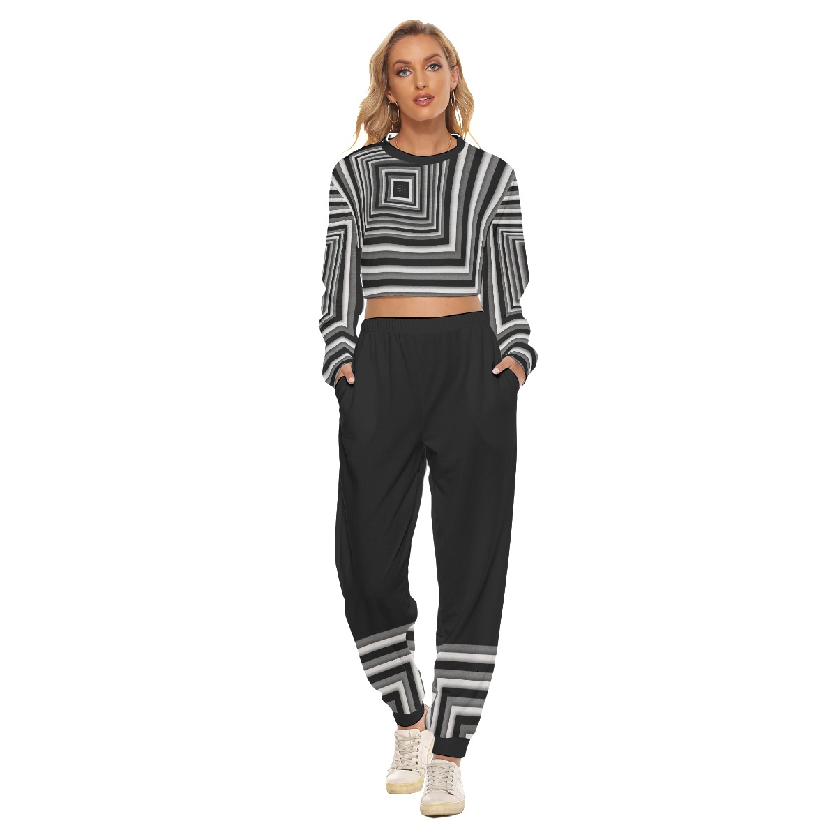All-Over Print Women's Crop Sweatshirt Suit