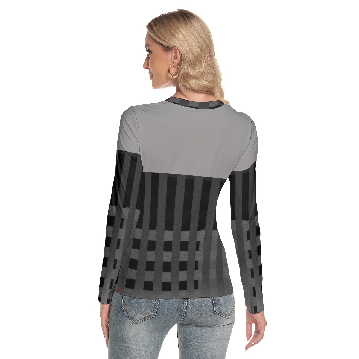 All-Over Print Women's V-Neck Long Sleeves T-Shirt - Image 4