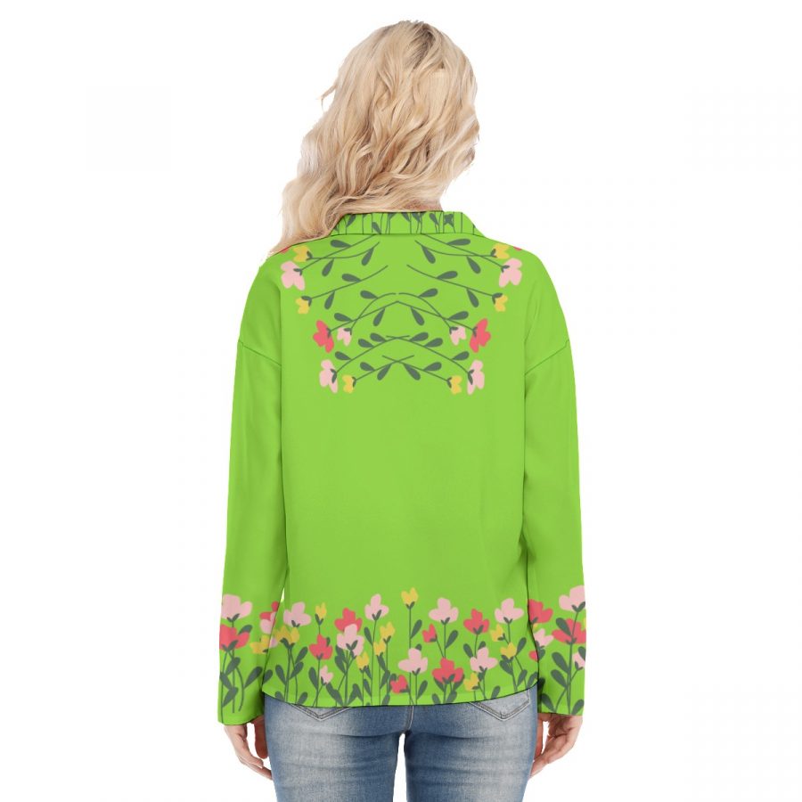 All-Over Print Women's Shirt Collar Blouse | Jersey - Image 4