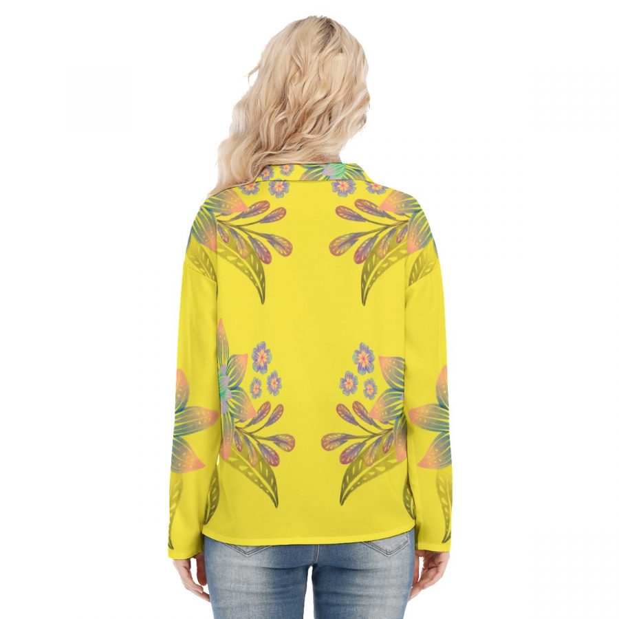 All-Over Print Women's Shirt Collar Blouse | Jersey - Image 4