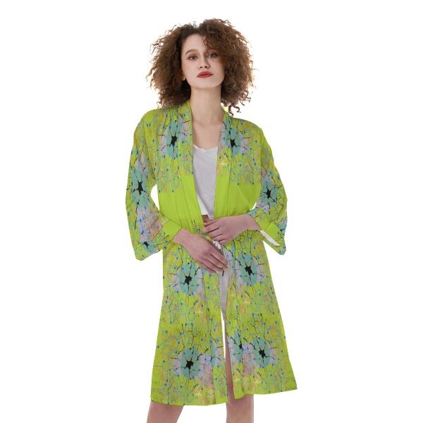 All-Over Print Women's Satin Kimono Robe