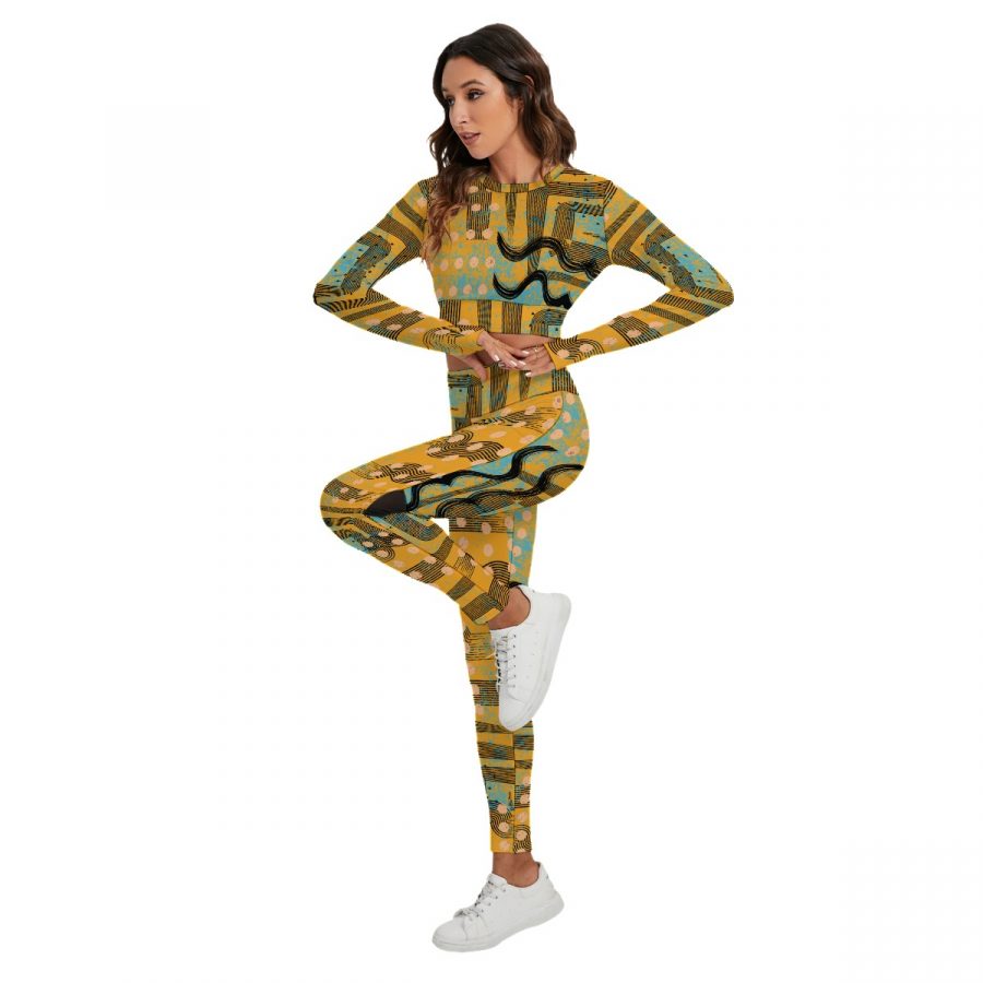 All-Over Print Women's Sport Set With Backless Top And Leggings - Image 3