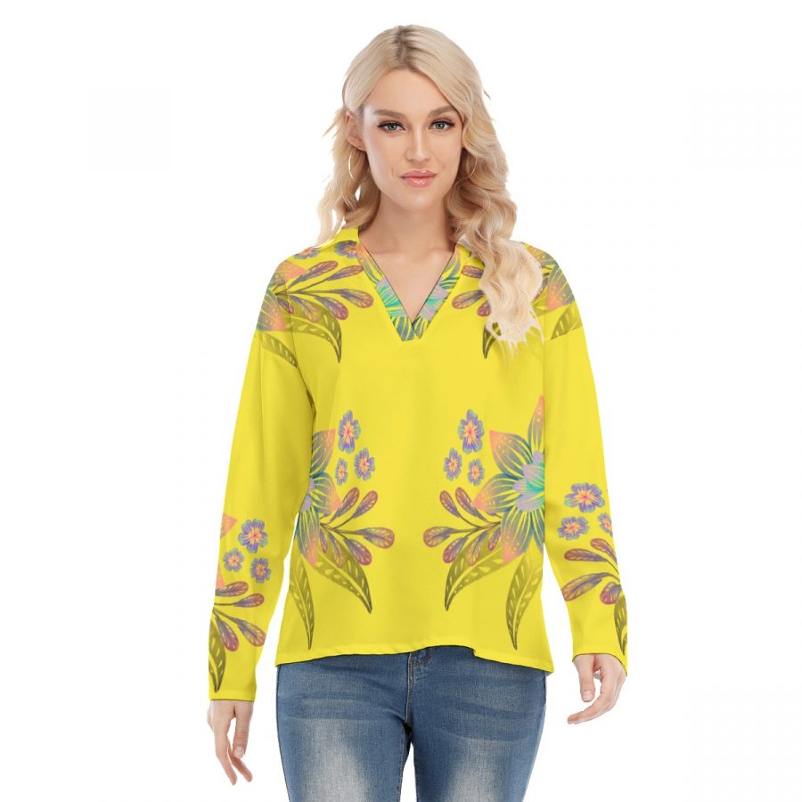 All-Over Print Women's Shirt Collar Blouse | Jersey