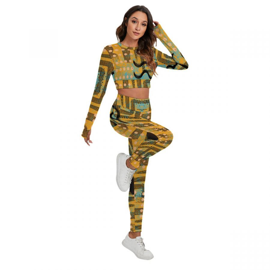 All-Over Print Women's Sport Set With Backless Top And Leggings - Image 2