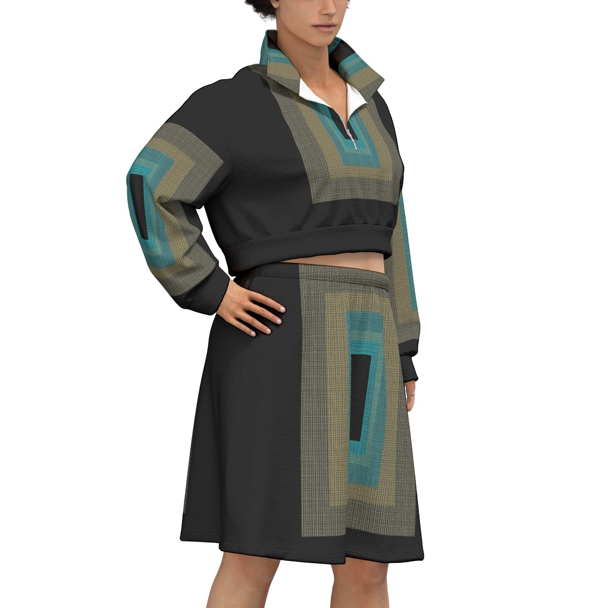 All-Over Print Women's Cropped And Skirt Sets - Image 3