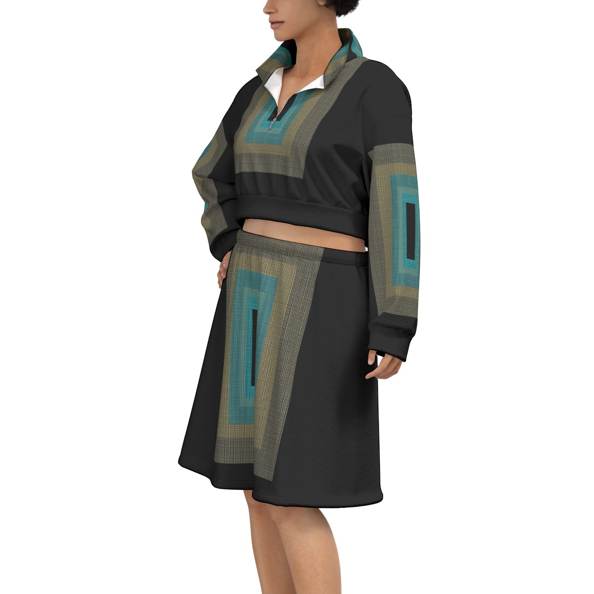 All-Over Print Women's Cropped And Skirt Sets - Image 2