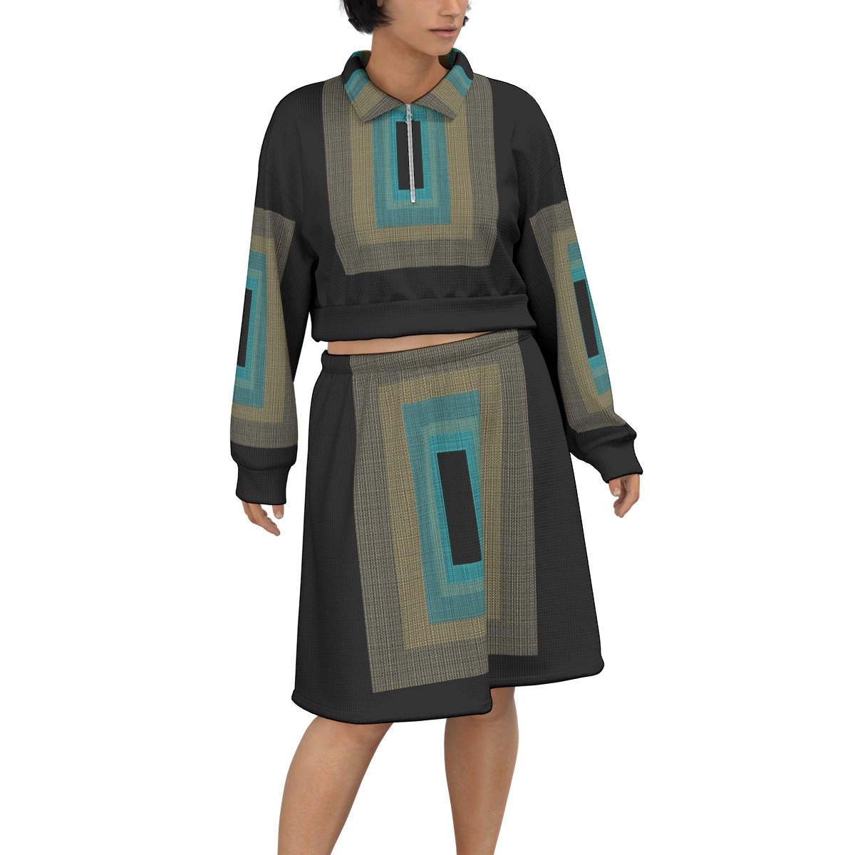 All-Over Print Women's Cropped And Skirt Sets