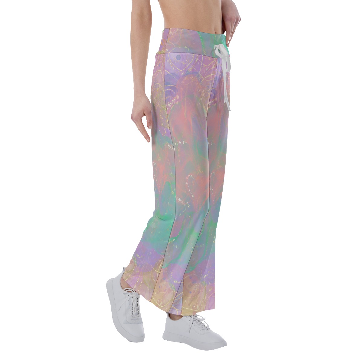 All-Over Print Women's High-waisted Straight-leg Trousers - Image 3