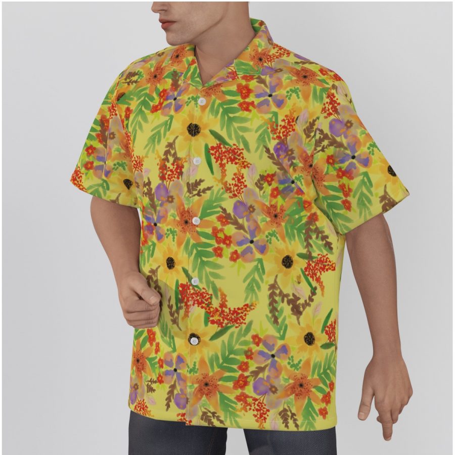 All-Over Print Men's Hawaiian Shirt With Button Closure |115GSM Cotton poplin - Image 2