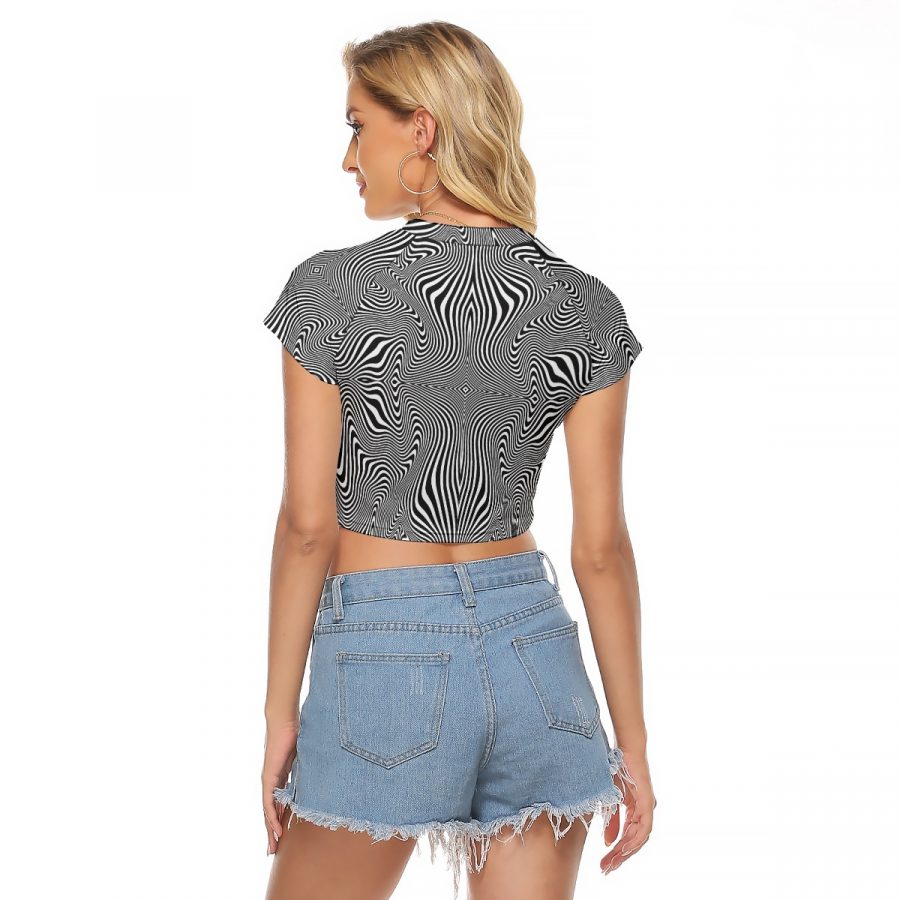 All-Over Print Women's Raglan Cropped T-shirt - Image 4