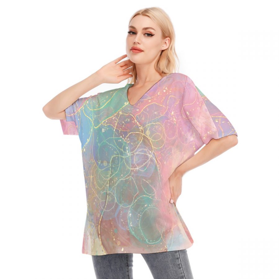 All-Over Print Women's Bat Sleeves Blouse | 190GSM Cotton - Image 3