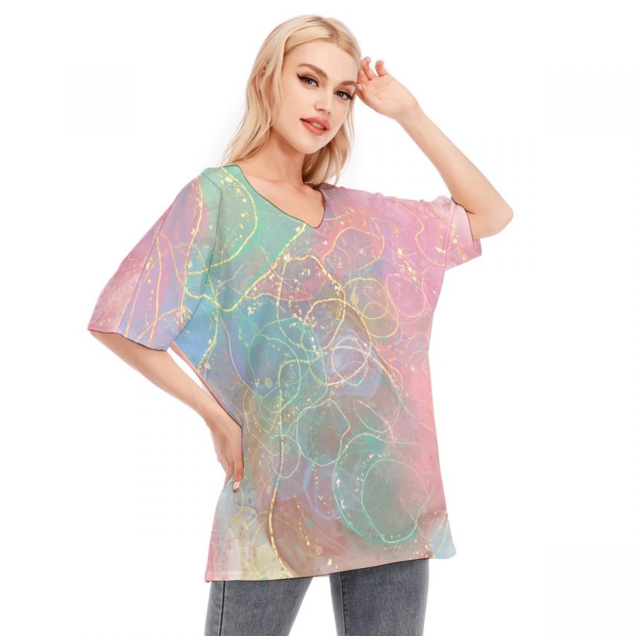 All-Over Print Women's Bat Sleeves Blouse | 190GSM Cotton - Image 2