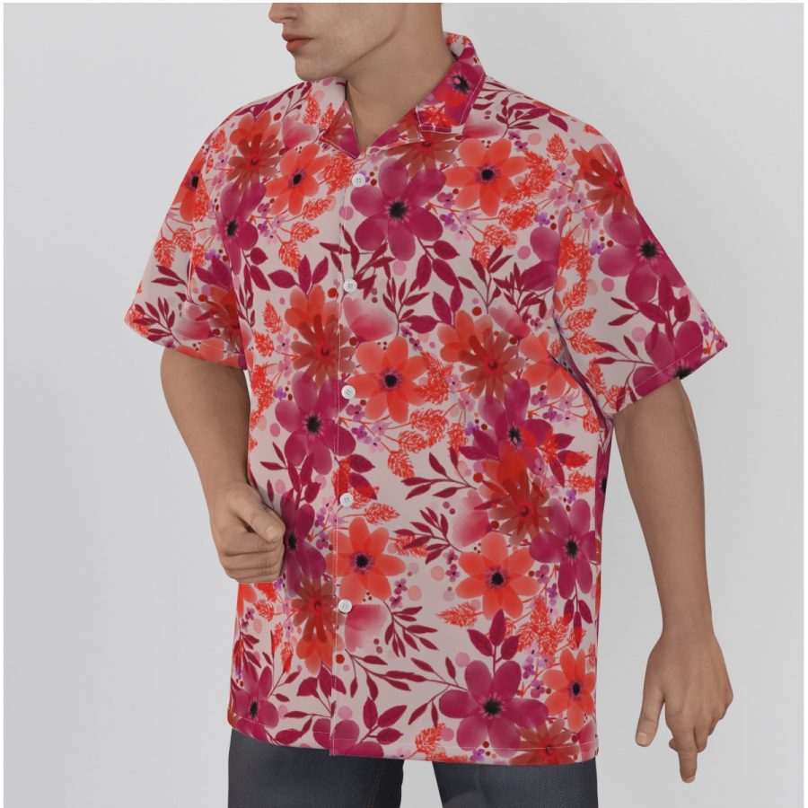 All-Over Print Men's Hawaiian Shirt With Button Closure |115GSM Cotton poplin - Image 2